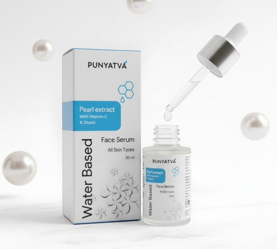 PUNYATVA Face Serum with Pearl Extract, Vitamin C & Dhatki for dull skin and uneven tone. 30ml bottle.