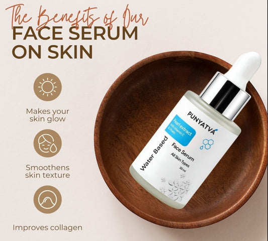 PUNYATVA Face Serum with Pearl Extract, Vitamin C & Dhatki for glowing, smooth skin. 30ml bottle.