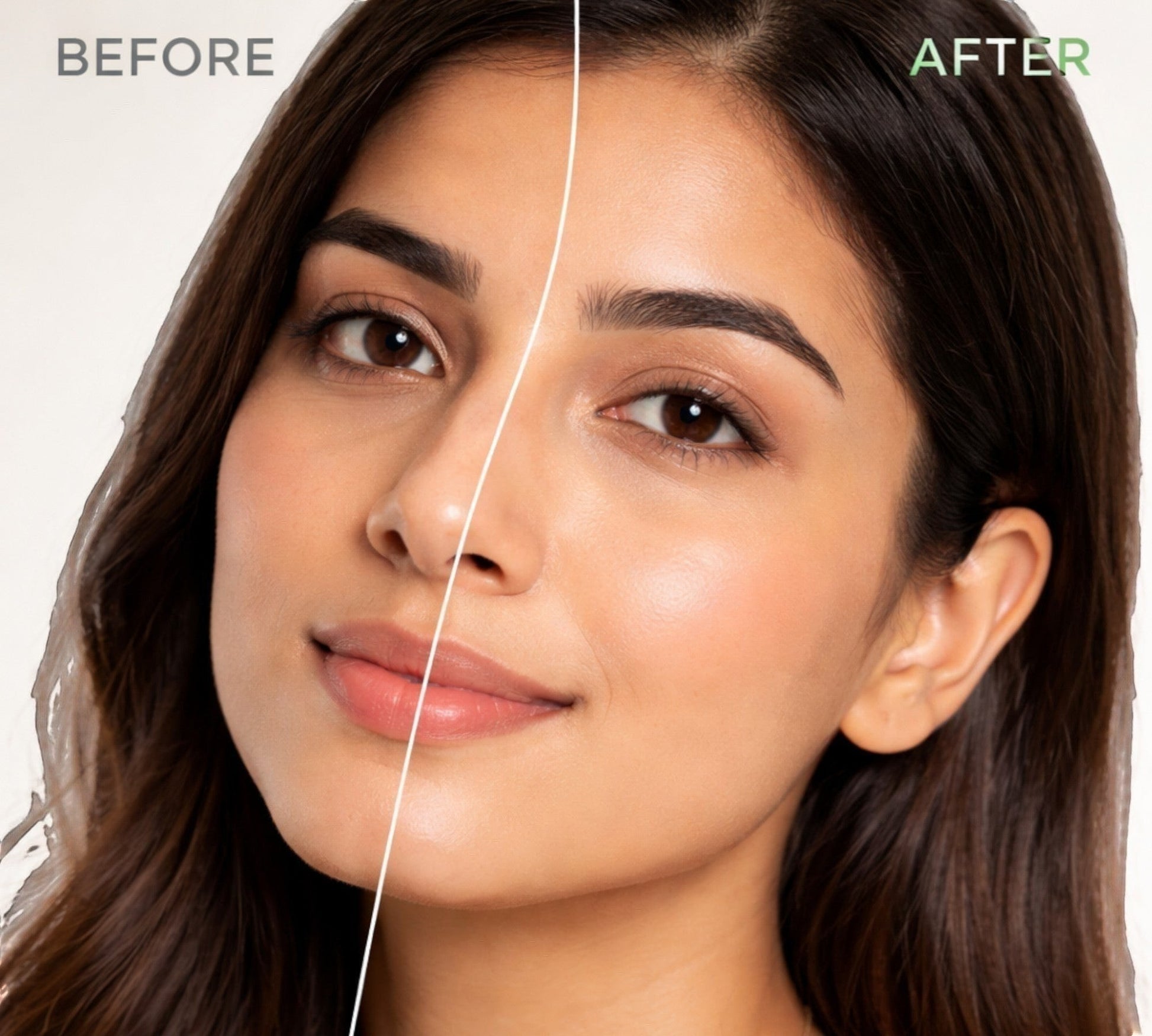 PUNYATVA Radiance Fresh Face Wash before and after comparison showing brighter, glowing skin. For dull skin and uneven tone.